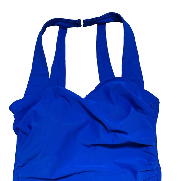 Lands End One Piece Swimsuit Blue Skirted Halter - Picture 6 of 10